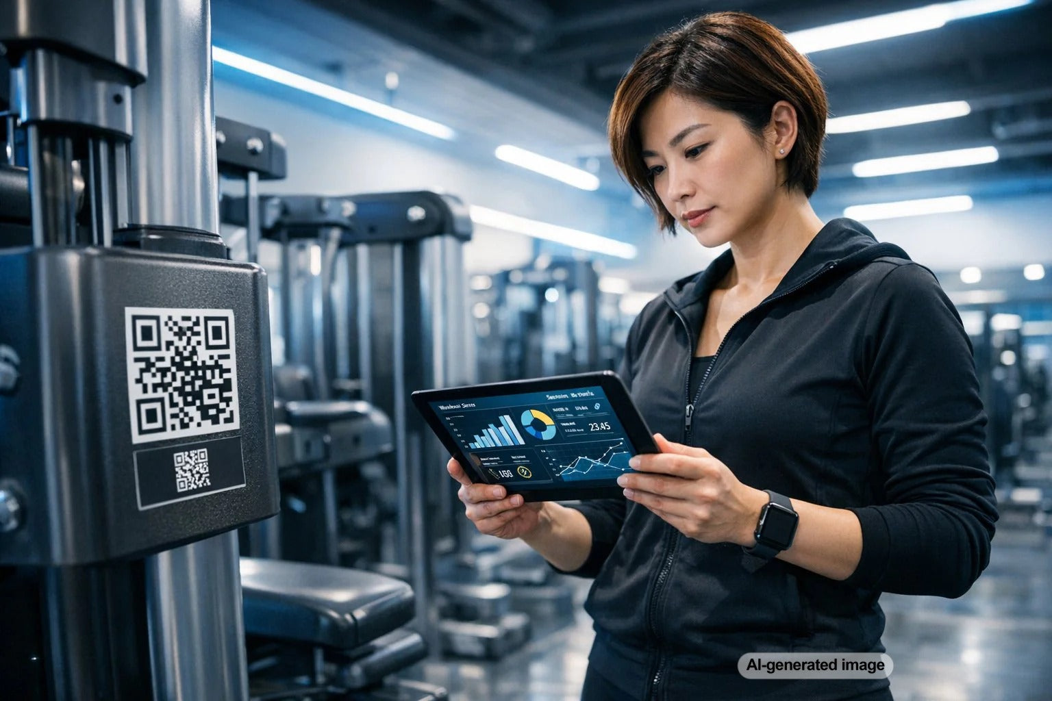 QR code on gym machine for digital training engagement